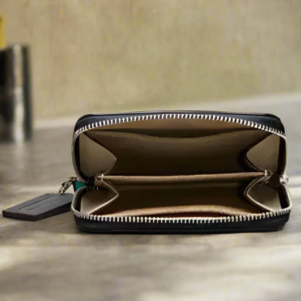 Coach Coachtopia Wavy Zip Wallet CQ865 Green Blue Leather